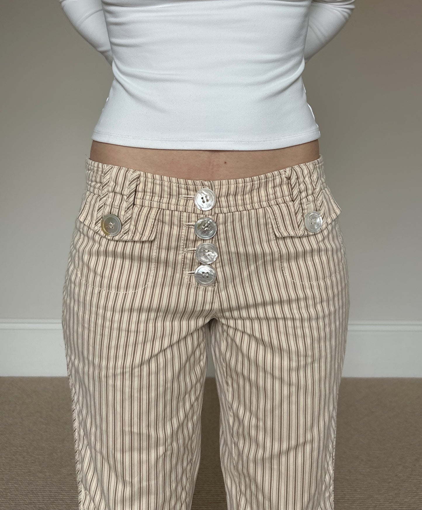 Vintage stripe mother of pearl trousers