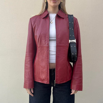 Vintage 90s red leather jacket