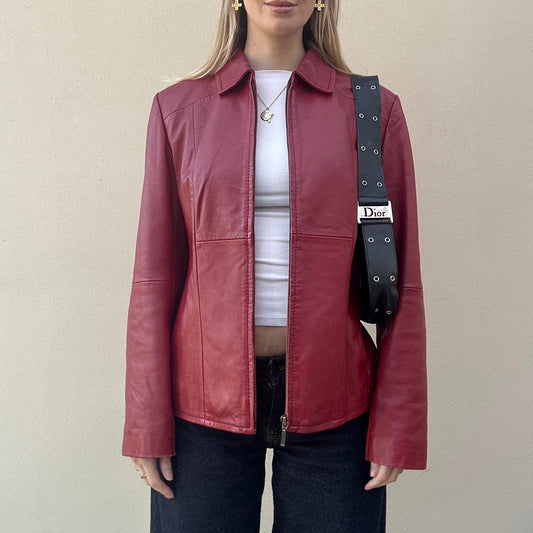 Vintage 90s red leather jacket