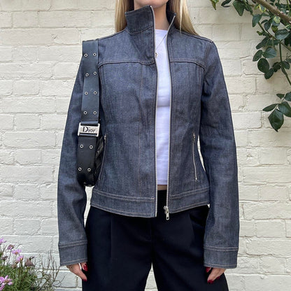 Vintage FCUK asymmetric denim jacket