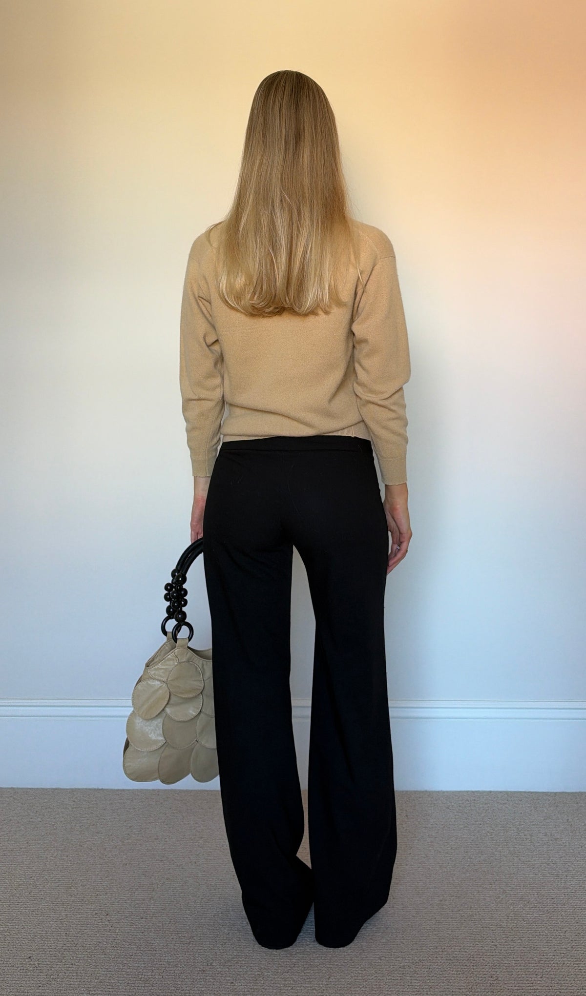 Vintage camel v-neck jumper