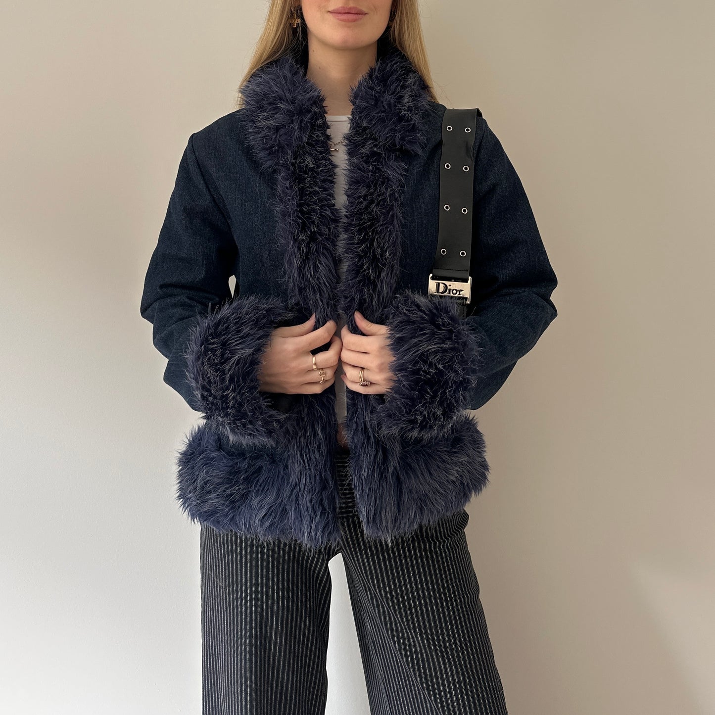 Vintage denim afghan jacket