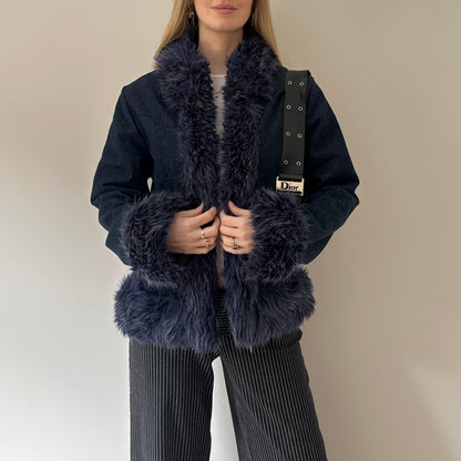 Vintage denim afghan jacket