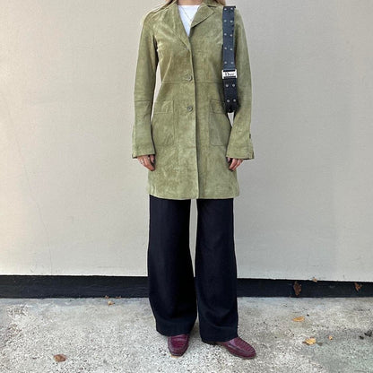 Sage green real suede blazer