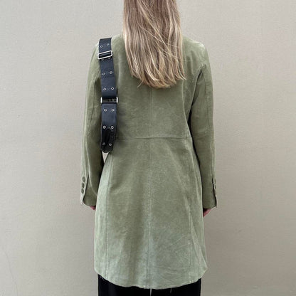 Sage green suede long coat