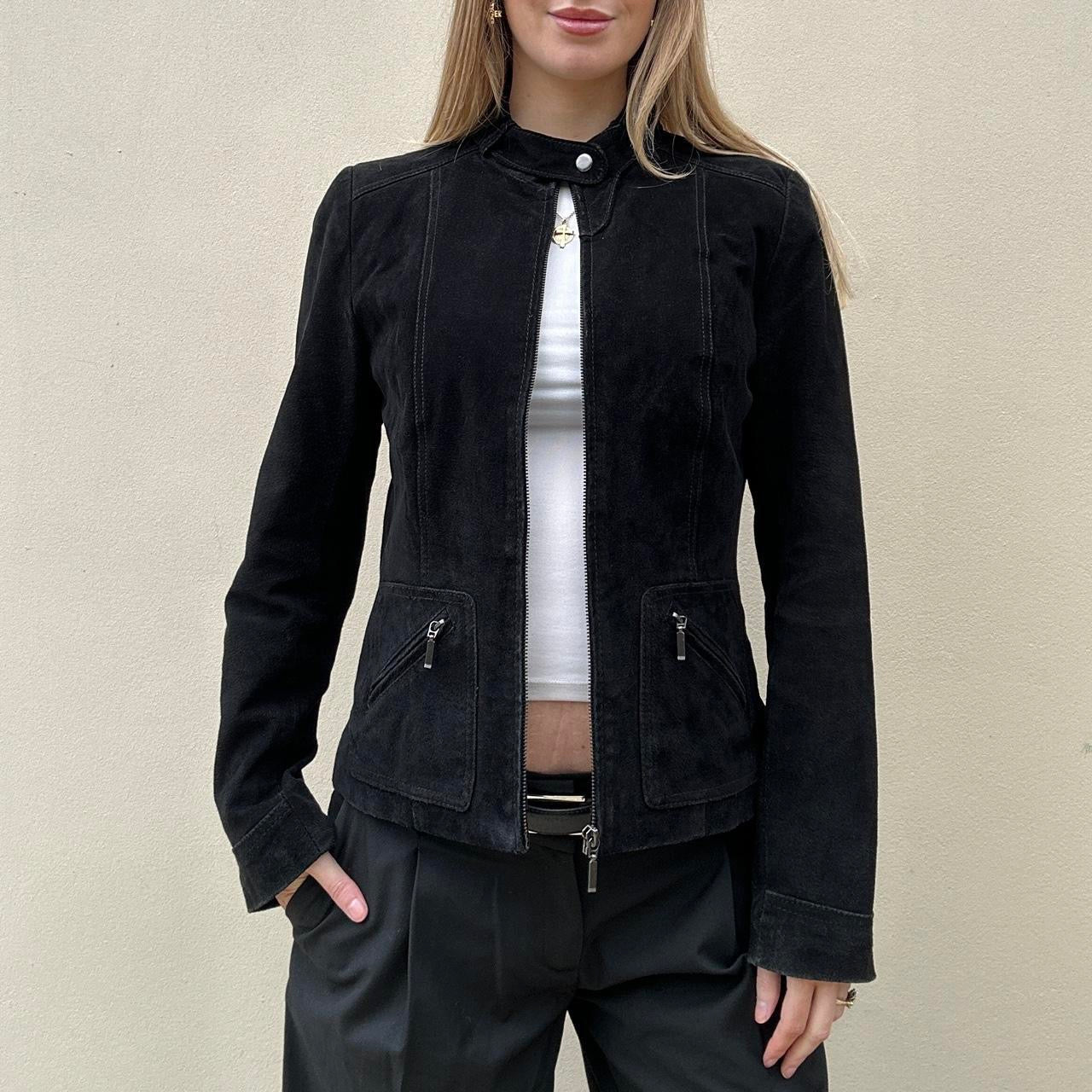 Vintage 00s black suede biker jacket