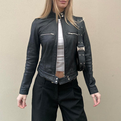 Vintage leather biker jacket