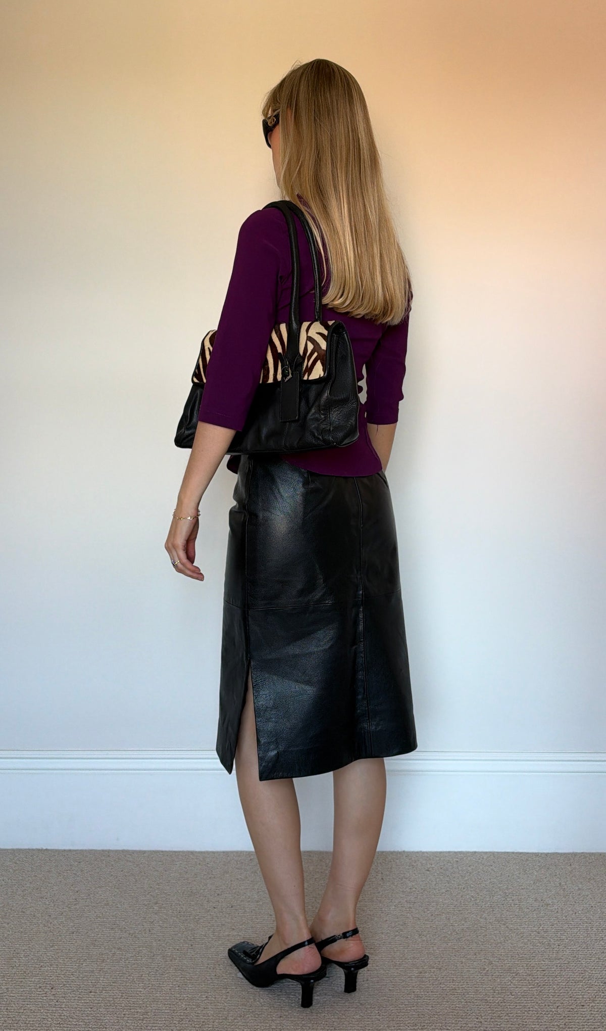 Vintage zebra skin leather bag