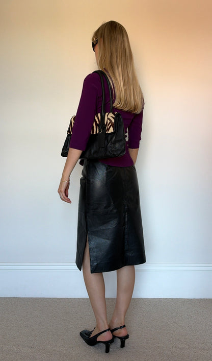Vintage zebra skin leather bag