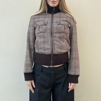 Vintage 00s tartan bomber jacket