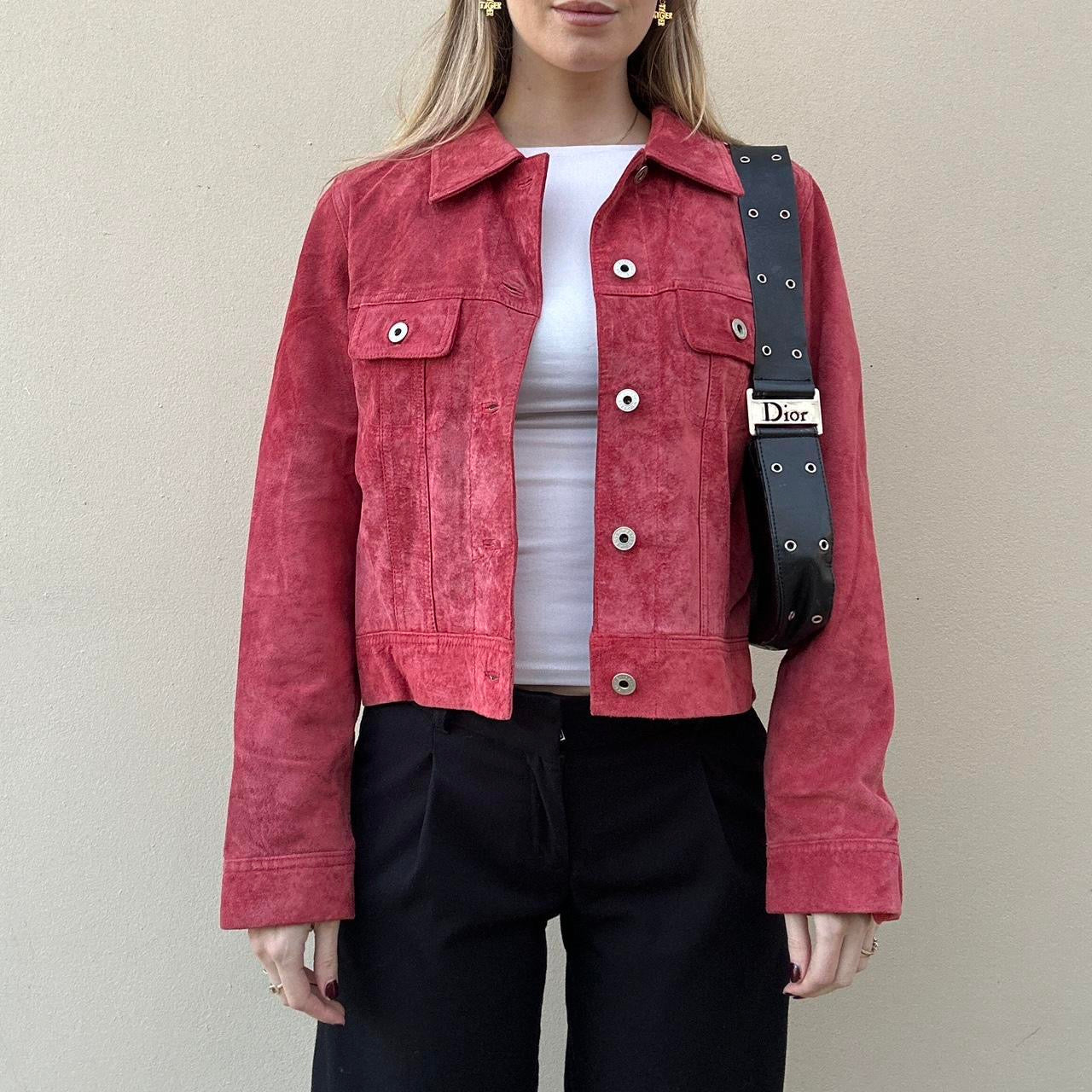 Vintage 90s raspberry suede jacket