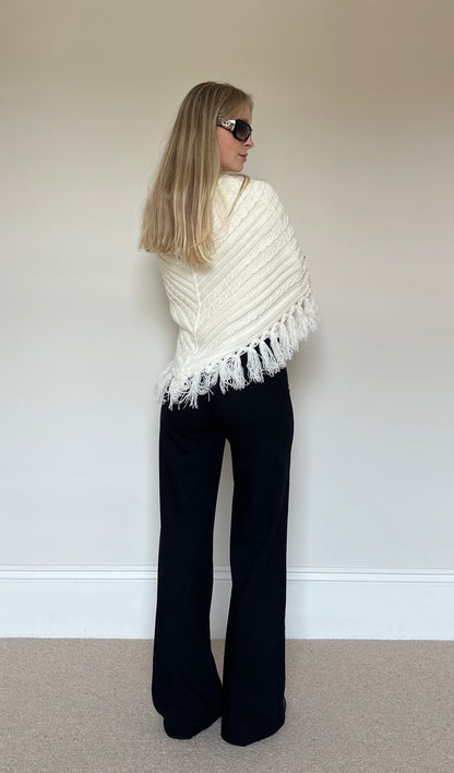 Vintage cream Tassle poncho