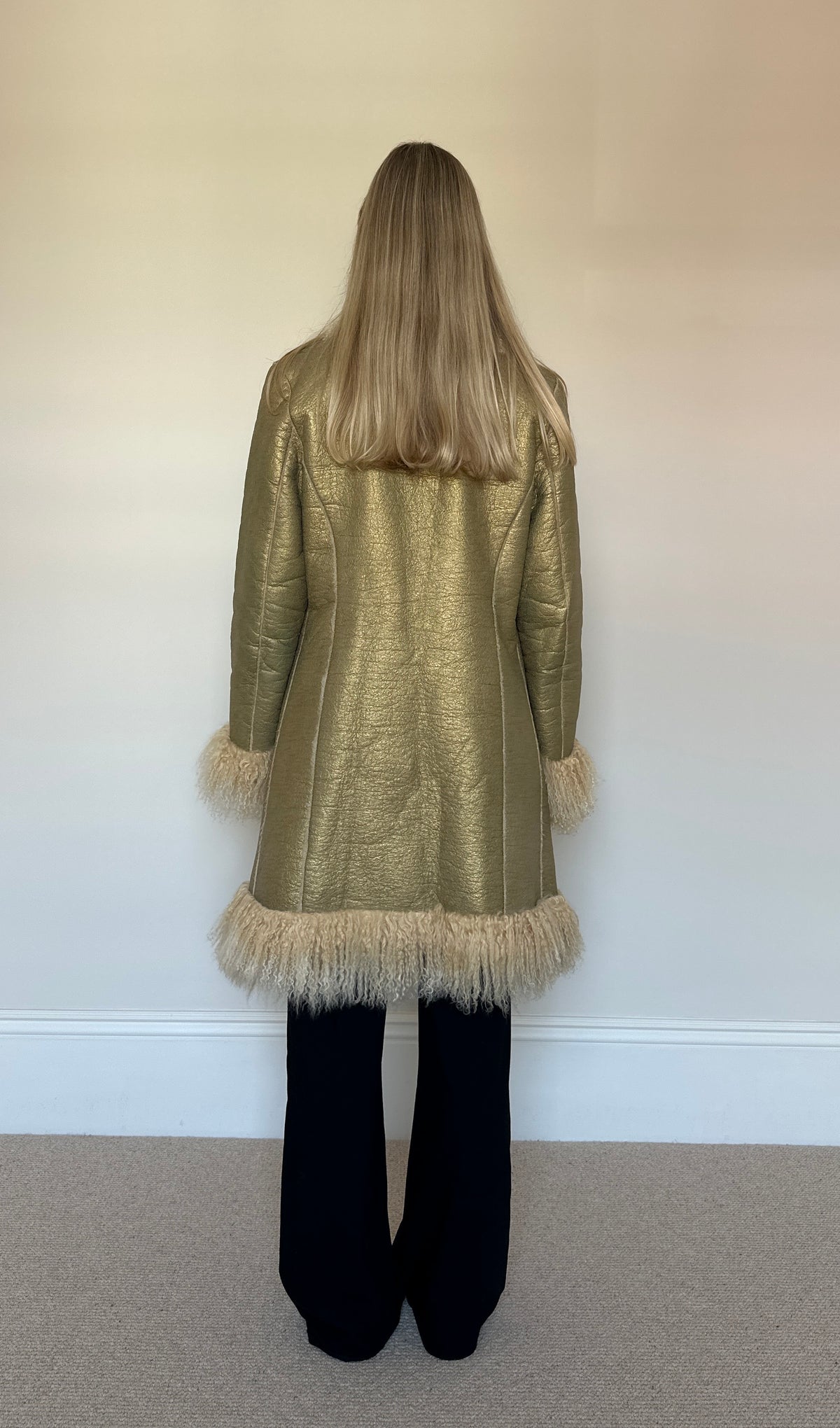Vintage Mongolian fur gold coat