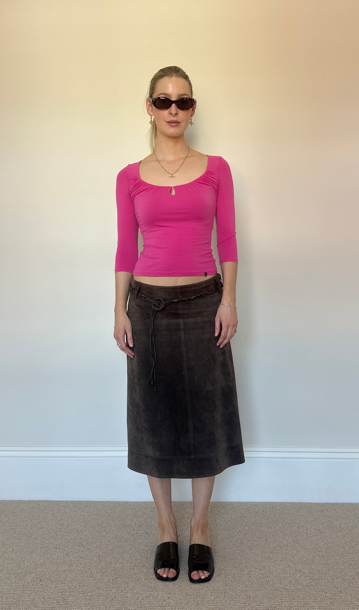Vintage real suede brown skirt
