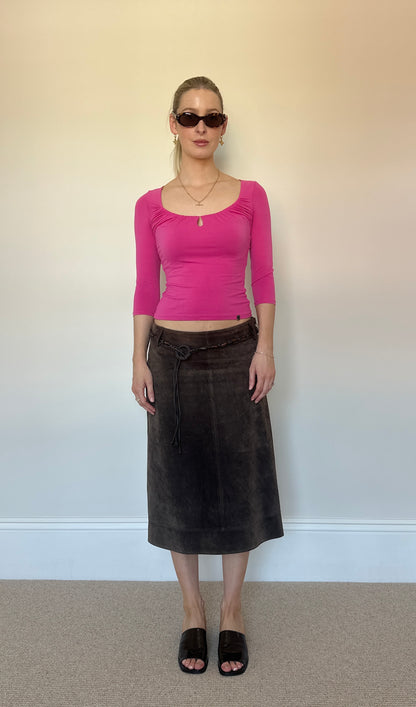Vintage real suede brown skirt