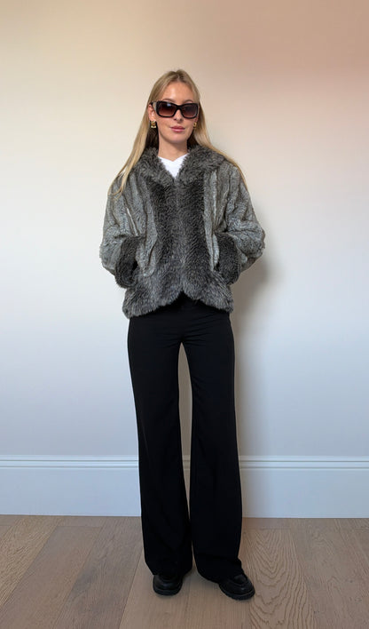 Vintage Grey Faux Fur Jacket
