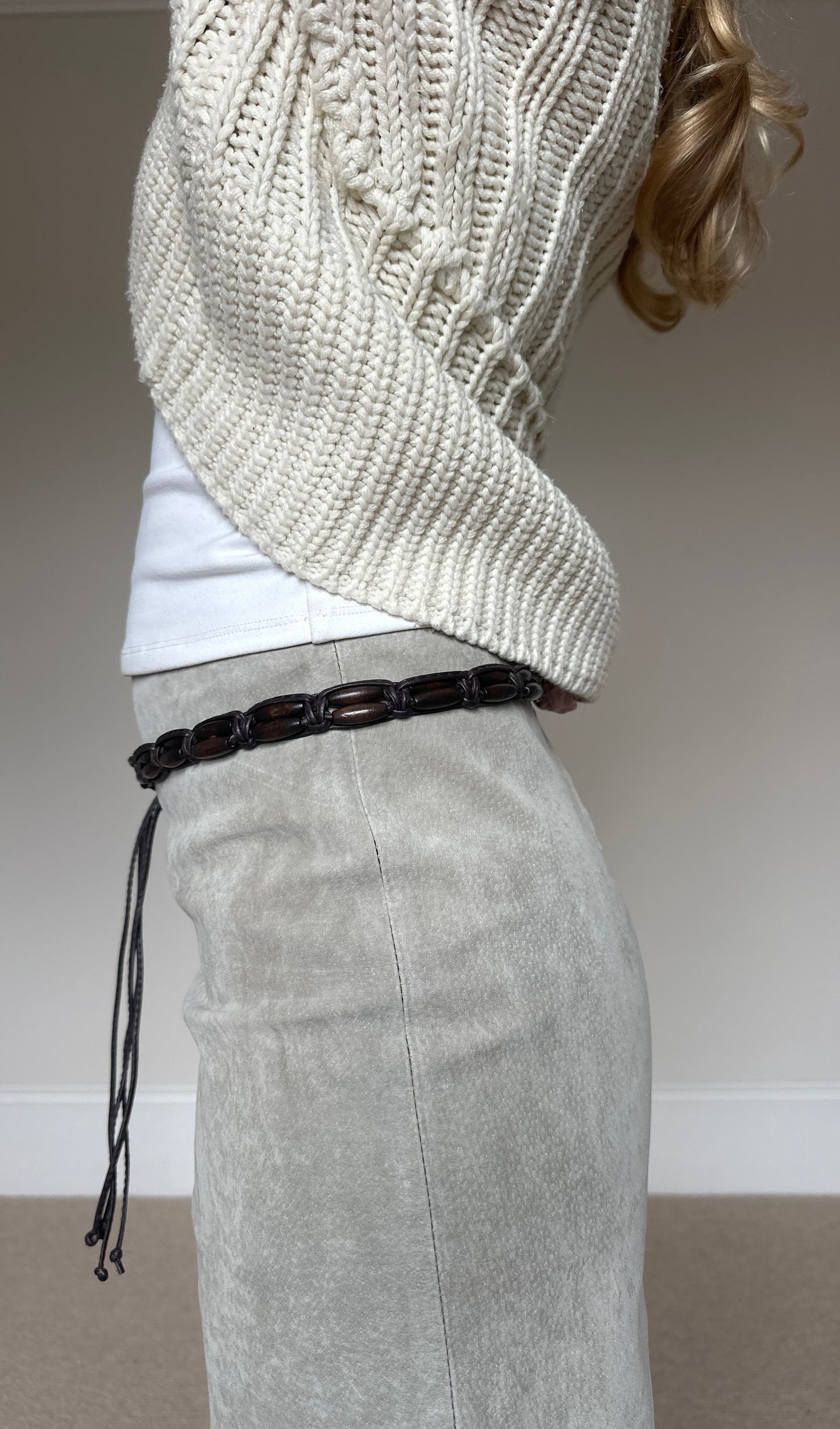 Wooden beaded belt