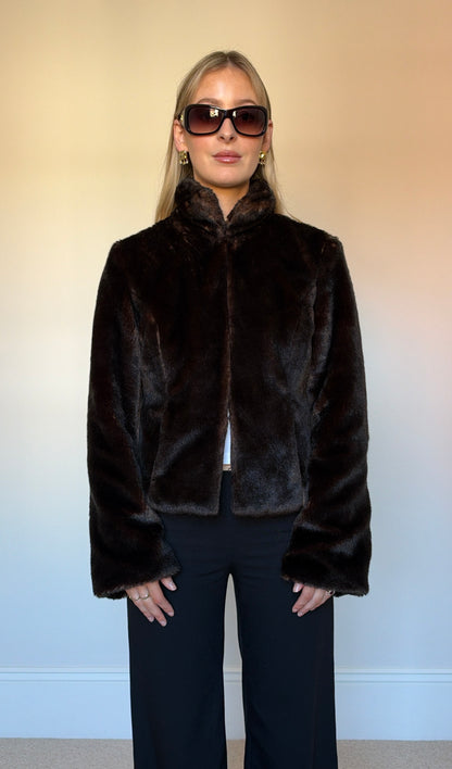 Vintage brown faux fur jacket