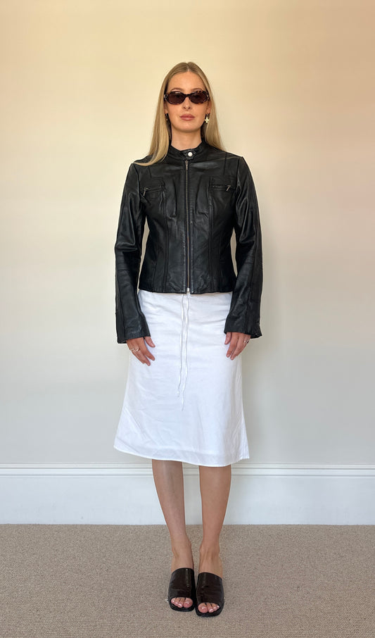 Vintage black leather biker jacket