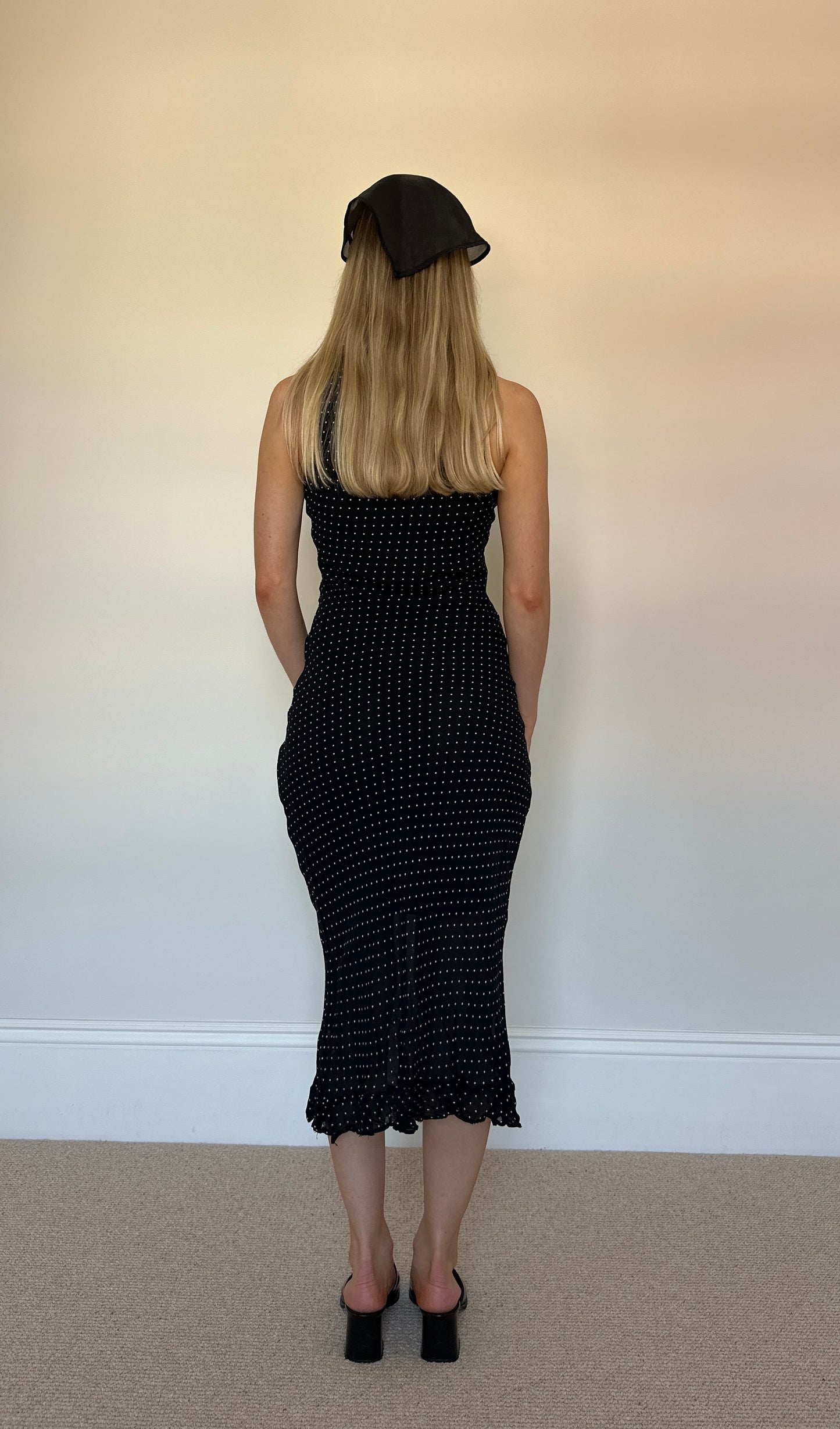 Vintage black polka dot dress