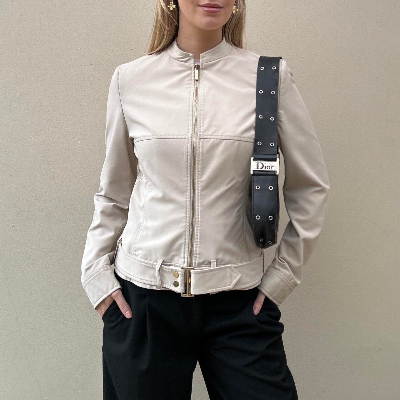 Vintage Karen millen cream biker jacket