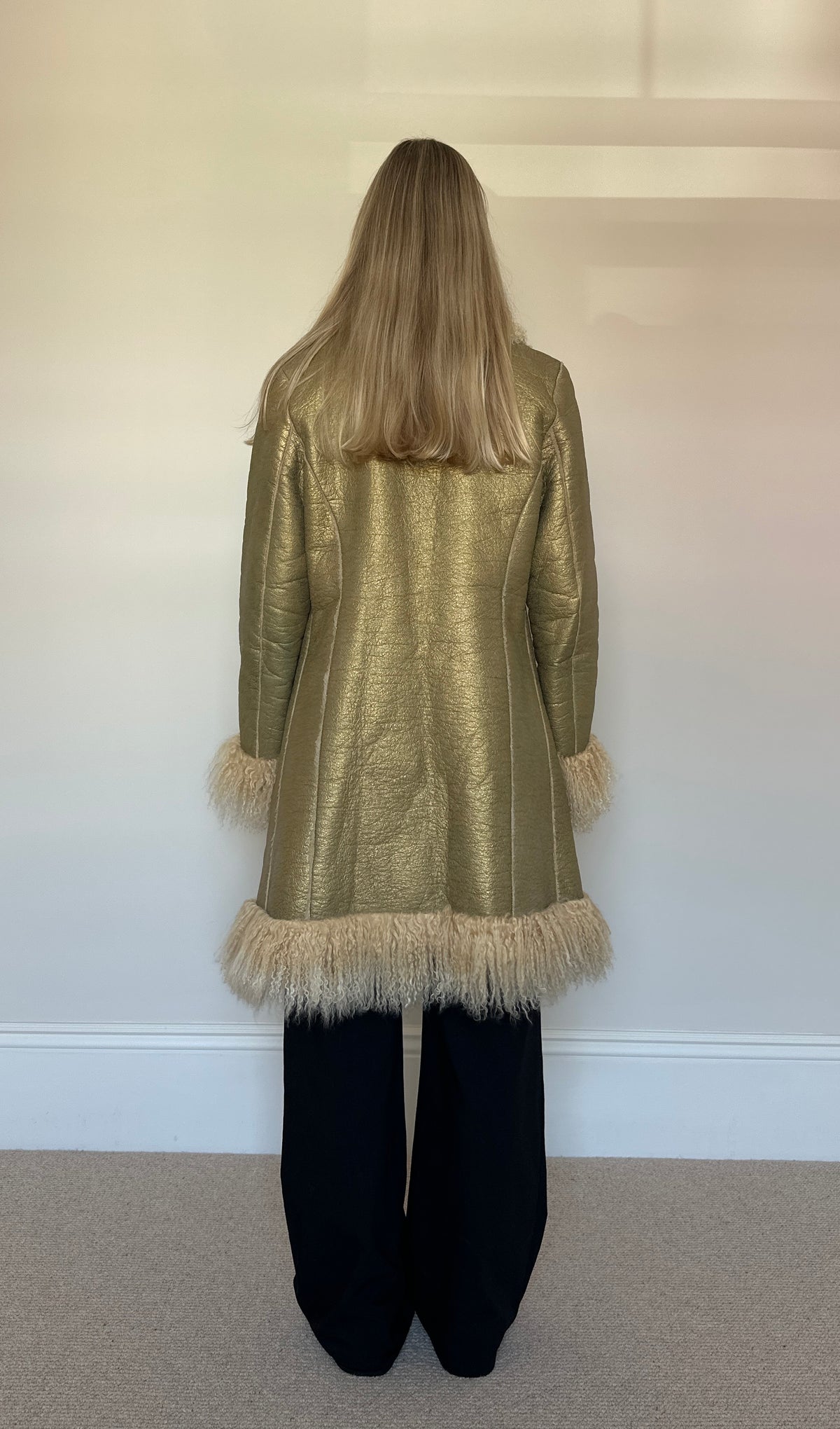Vintage Mongolian fur gold coat