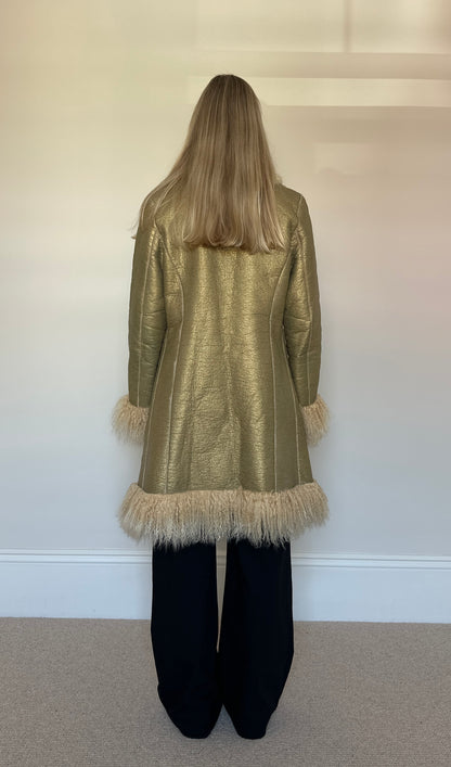 Vintage Mongolian fur gold coat