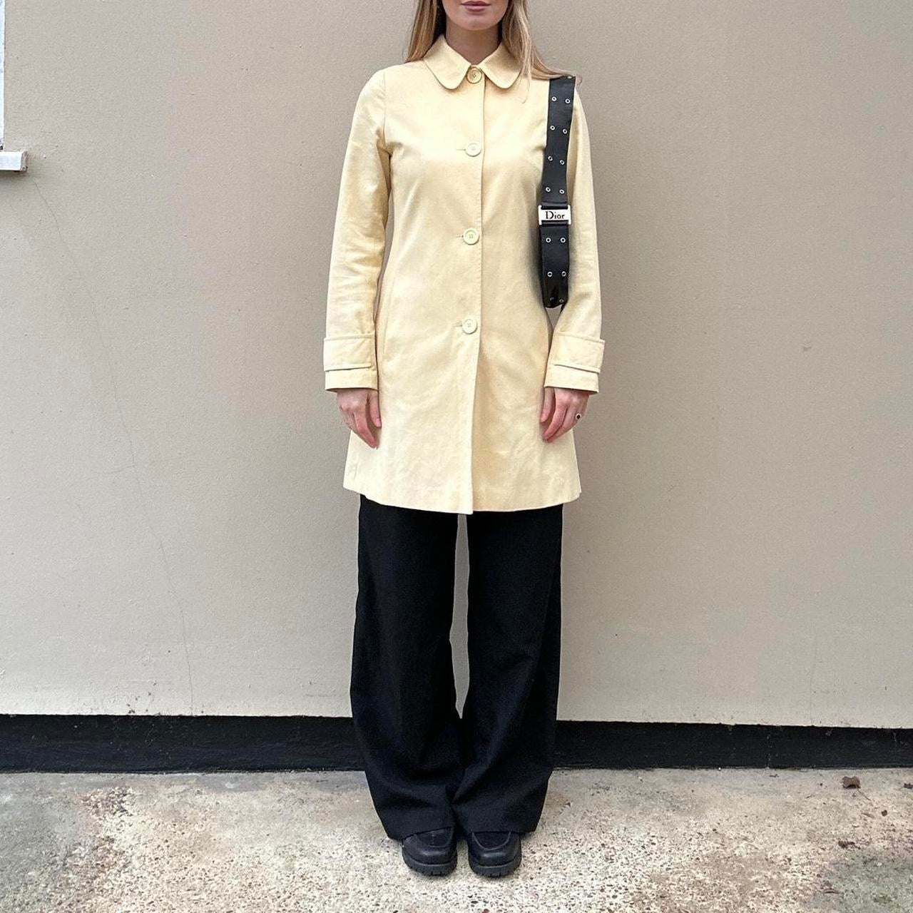 Vintage butter yellow pea trench coat