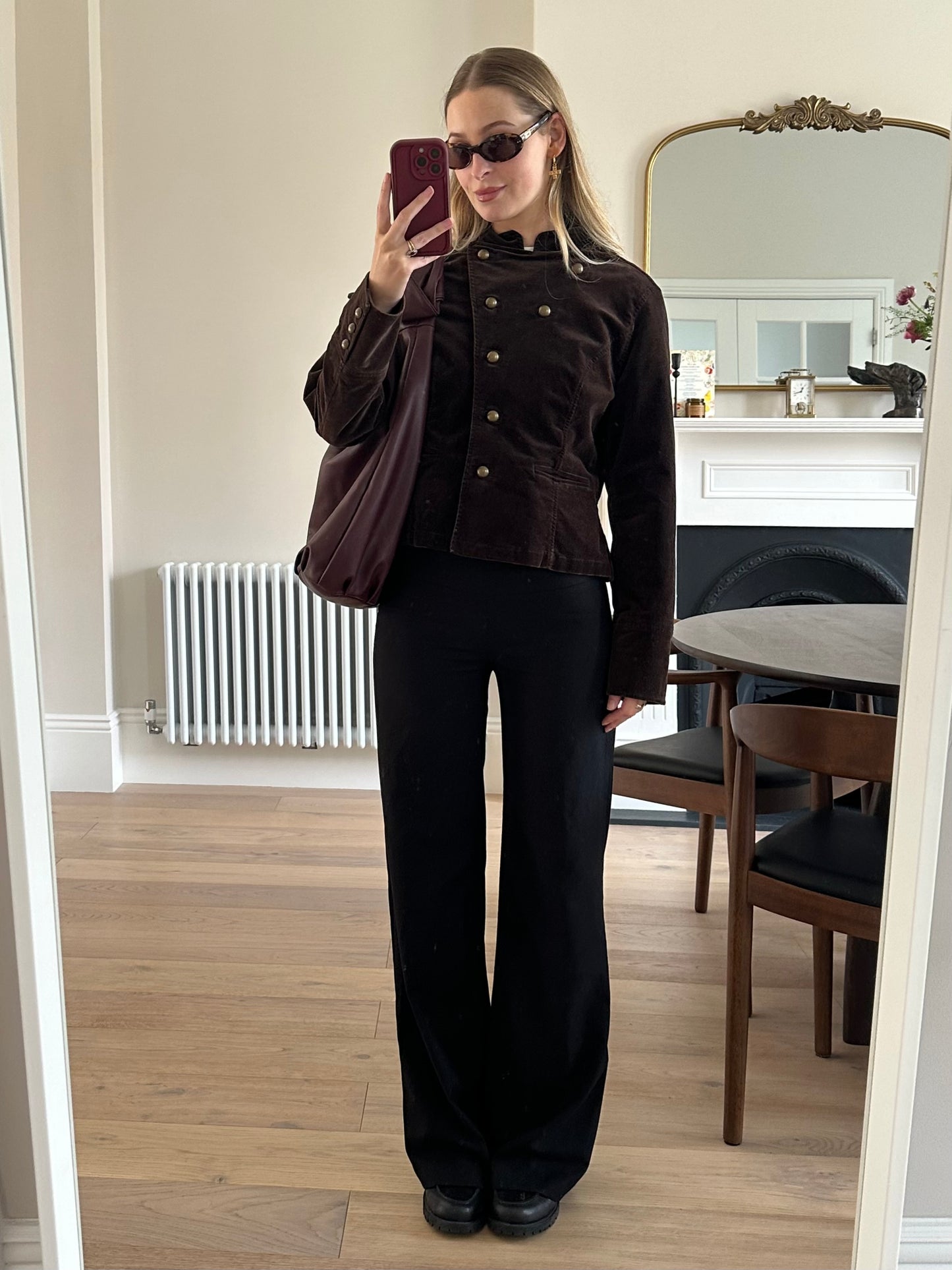 Vintage brown velvet military jacket