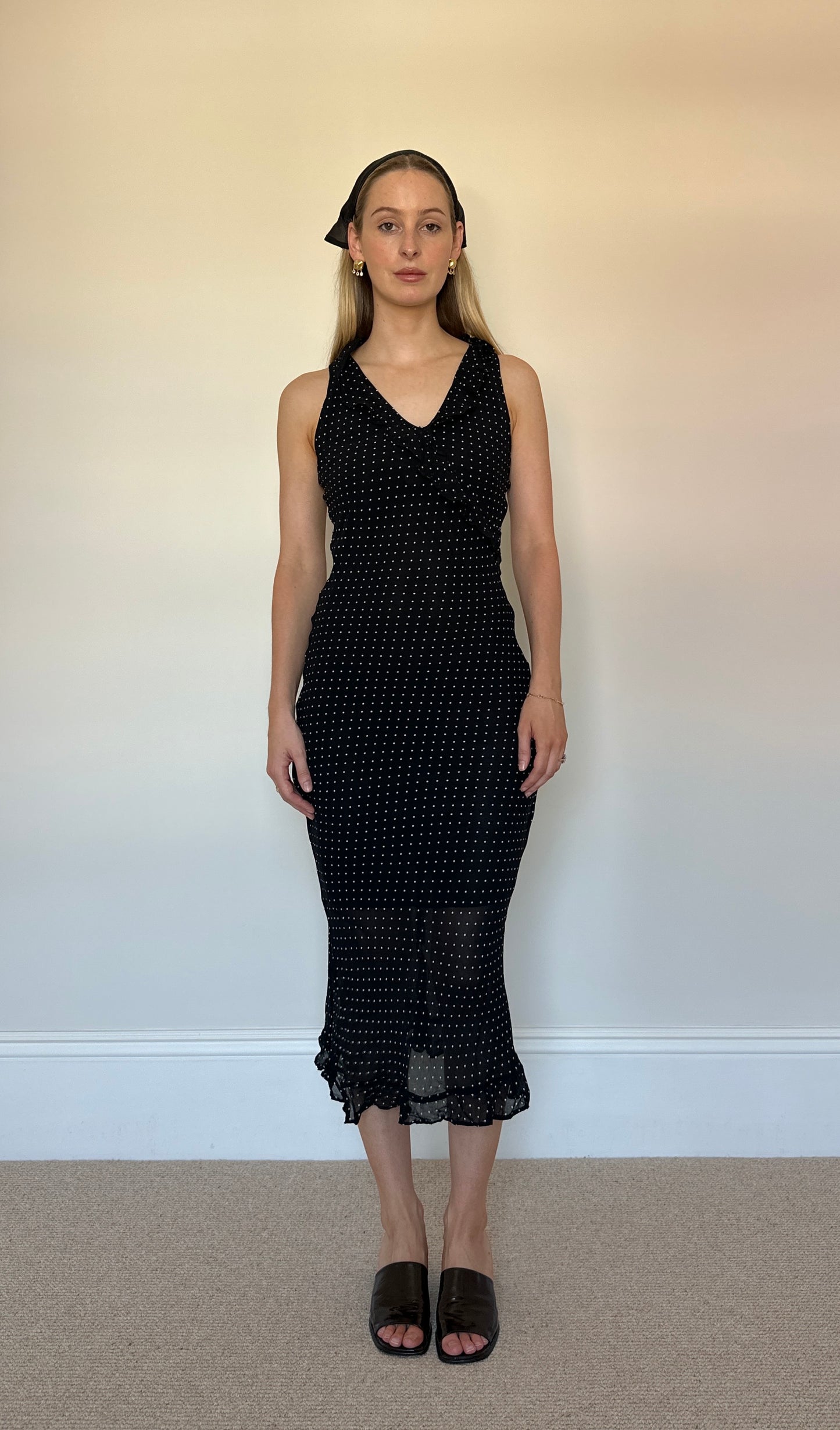 Vintage black polka dot dress