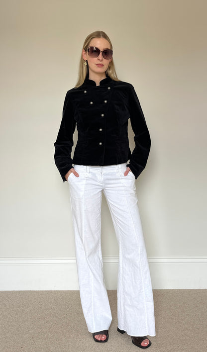 Vintage black velvet military jacket