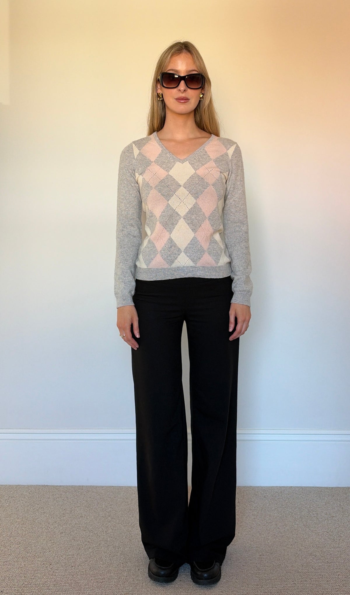 Vintage cashmere argyle jumper