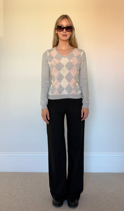 Vintage cashmere argyle jumper