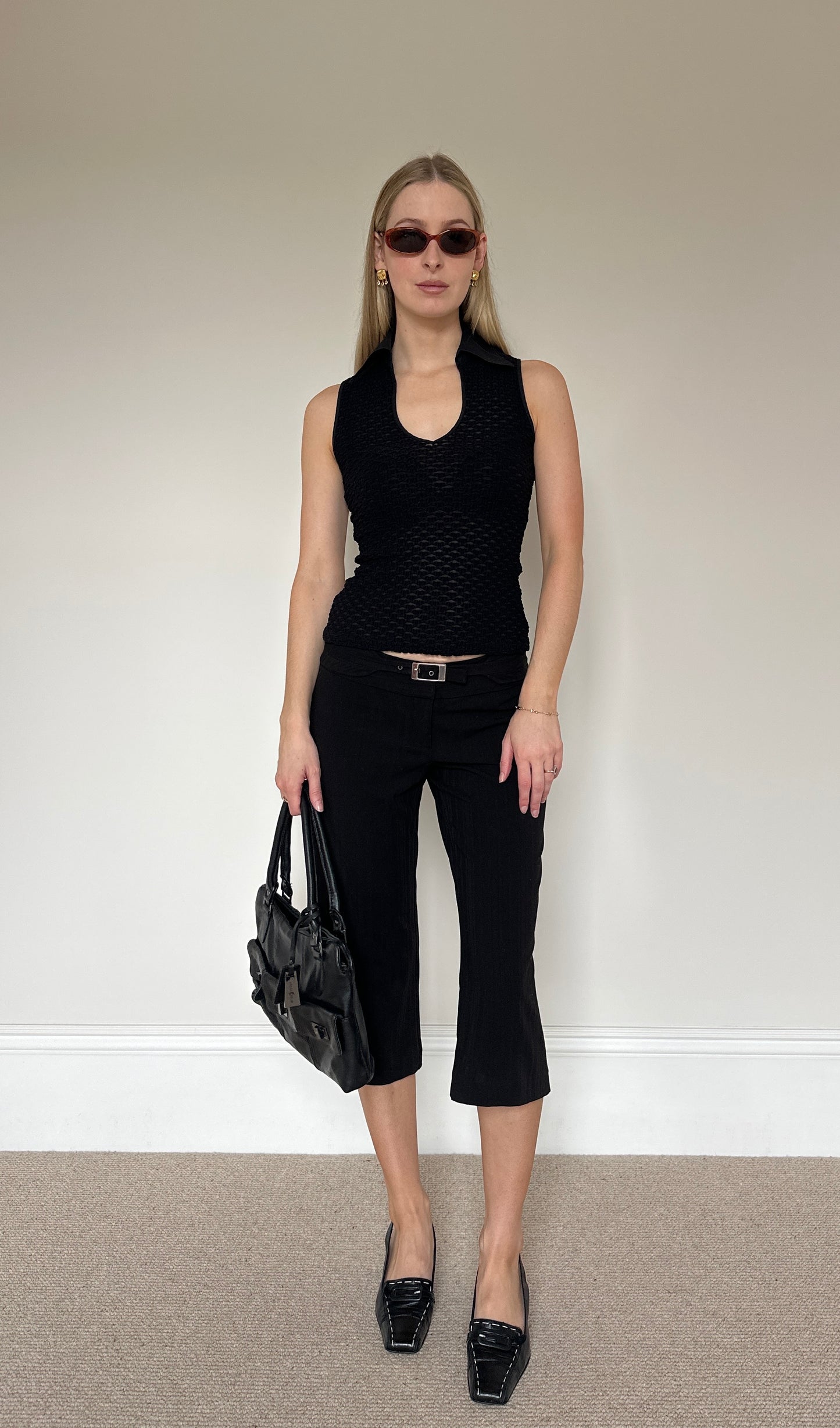 Vintage textured top with collar