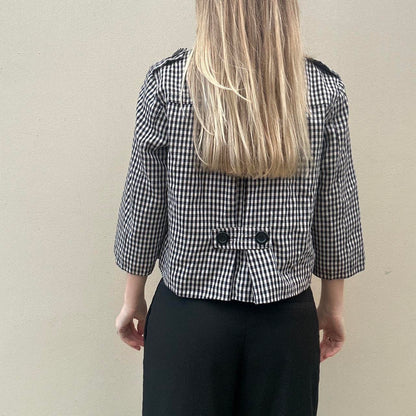 Vintage gingham pea coat