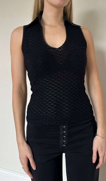 Vintage textured top with collar
