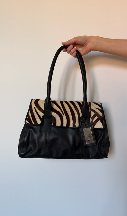 Vintage zebra skin leather bag