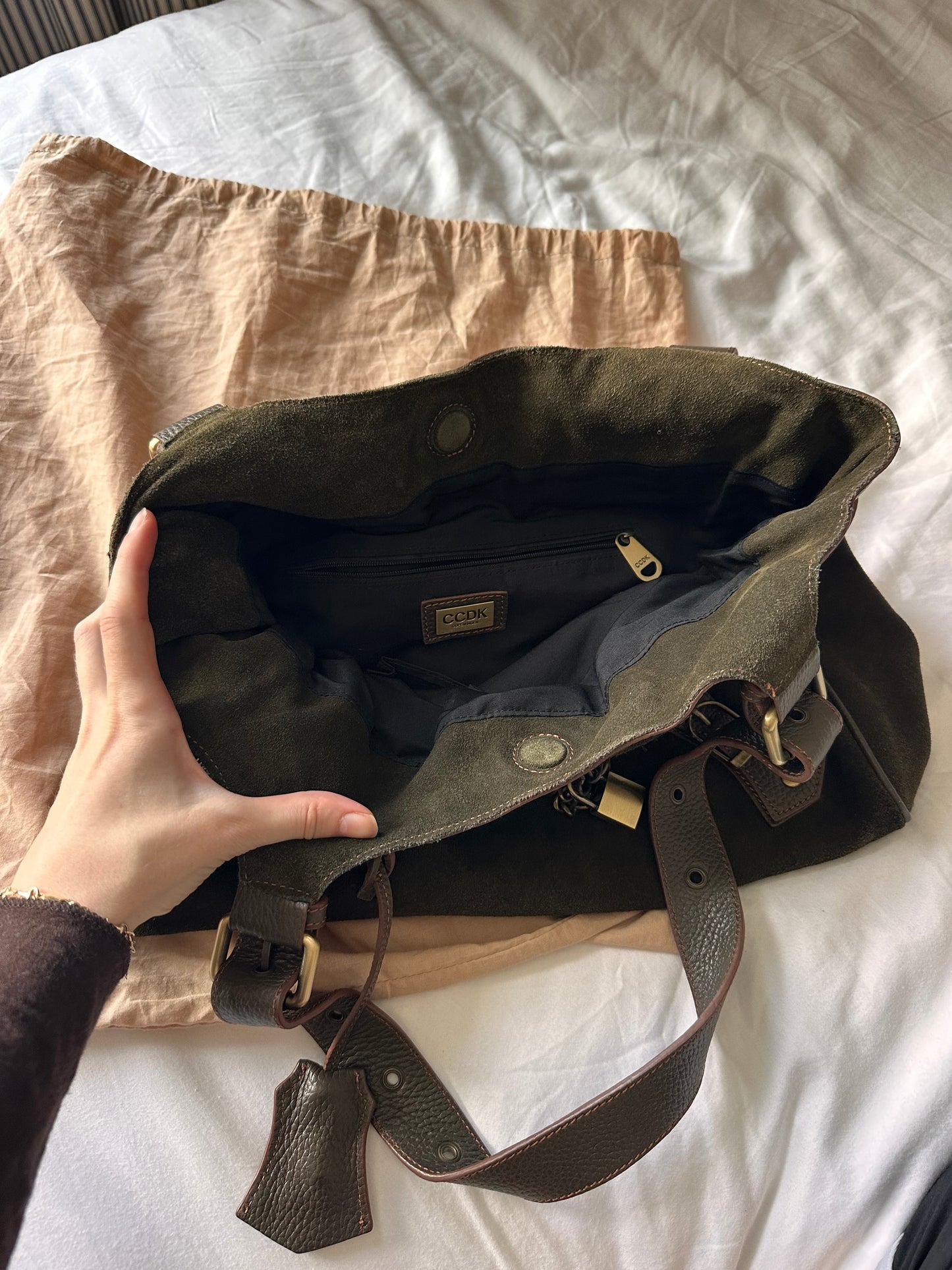 Vintage Suede Olive Bag