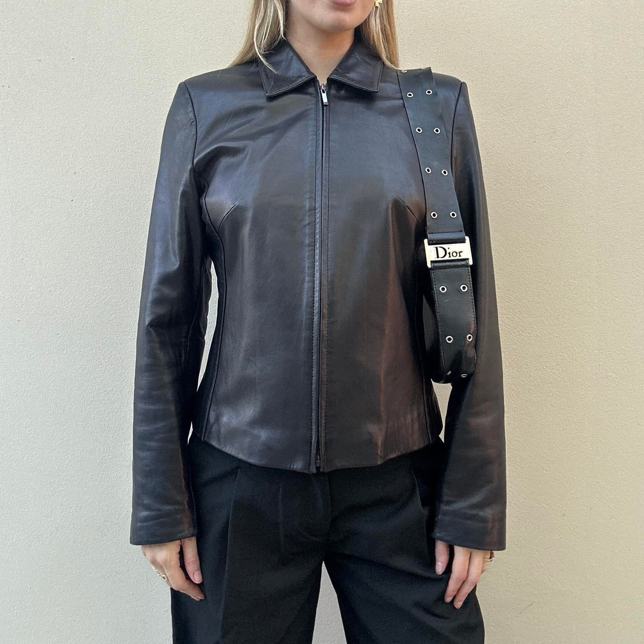 Vintage 00s black leather jacket