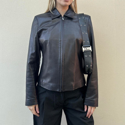 Vintage 00s black leather jacket