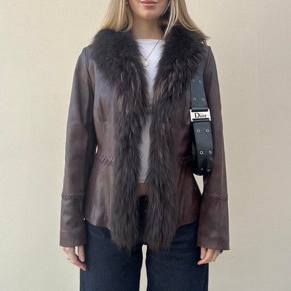 Vintage 90s brown fur jacket