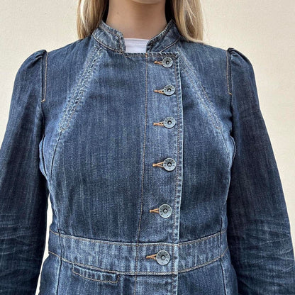 Vintage 00s denim asymmetric button jacket