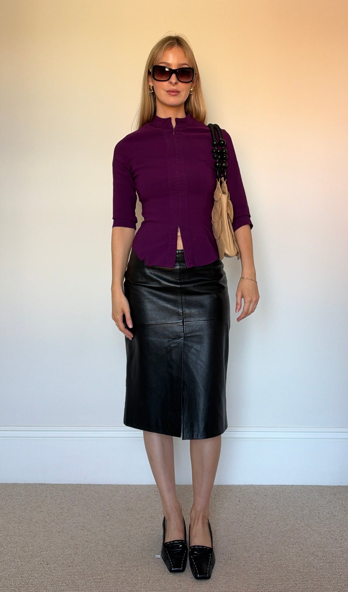 Vintage real leather skirt