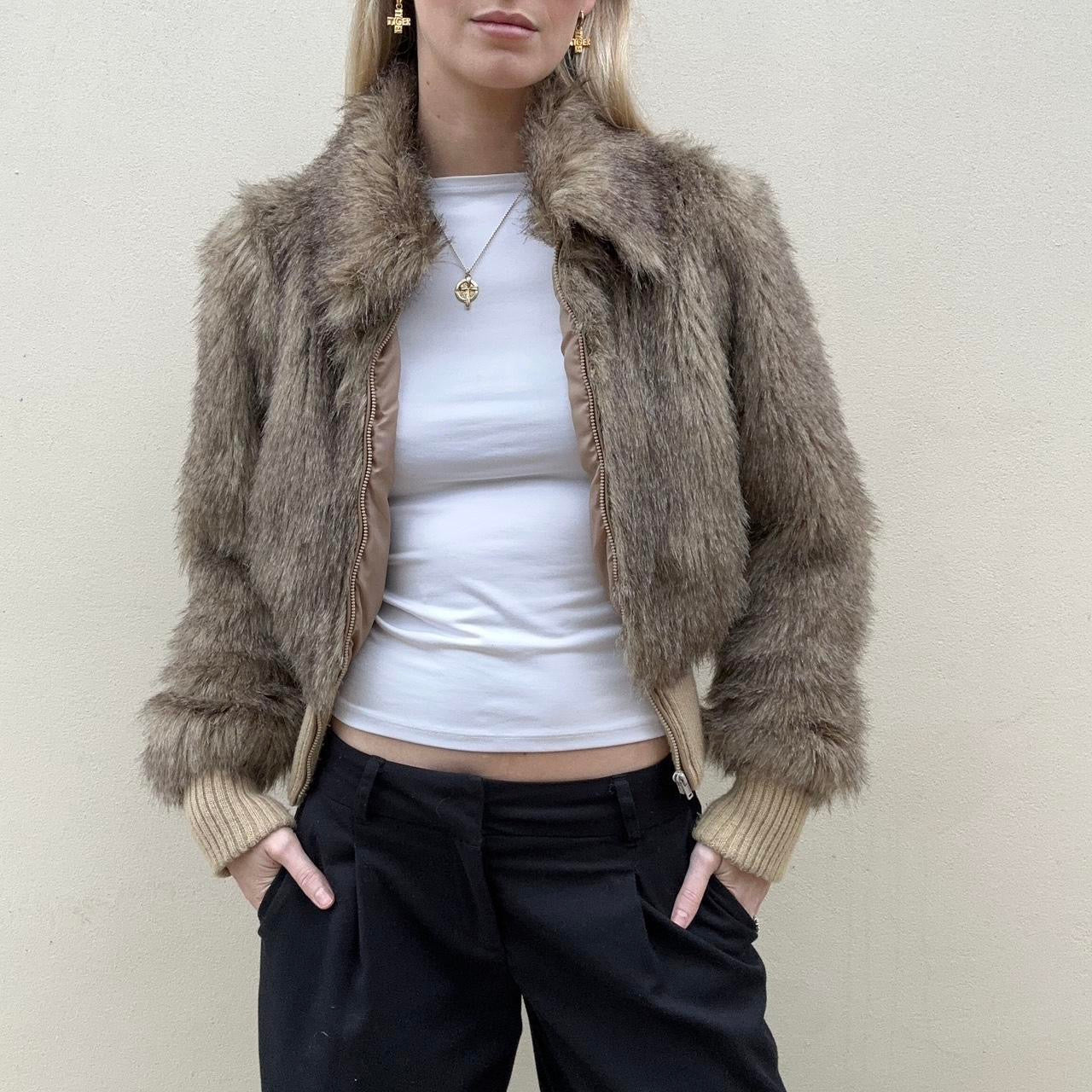 Vintage 00s faux fur bomber jacket