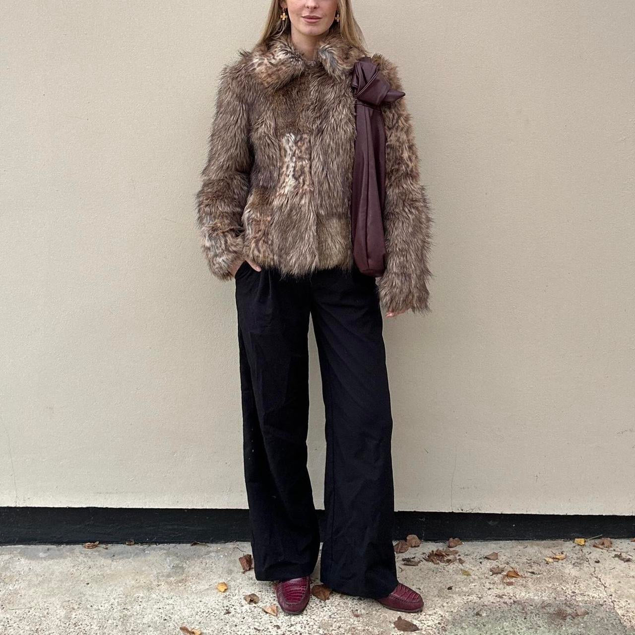 Faux fur patchwork coat