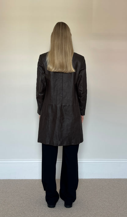 Vintage brown leather trench coat