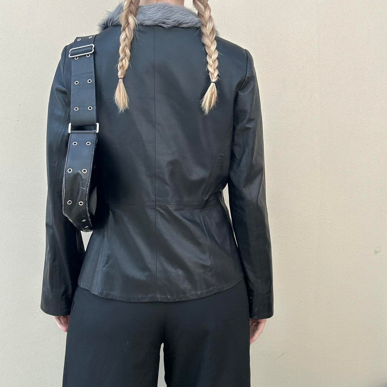 Vintage 00s fur leather jacket