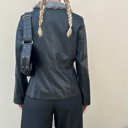 Vintage 00s fur leather jacket