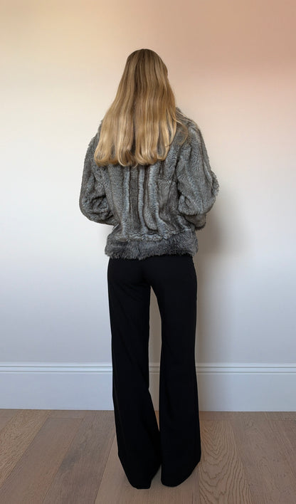 Vintage Grey Faux Fur Jacket