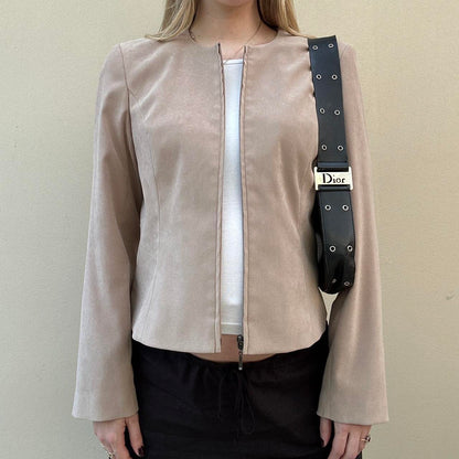 Vintage 00s beige faux suede jacket